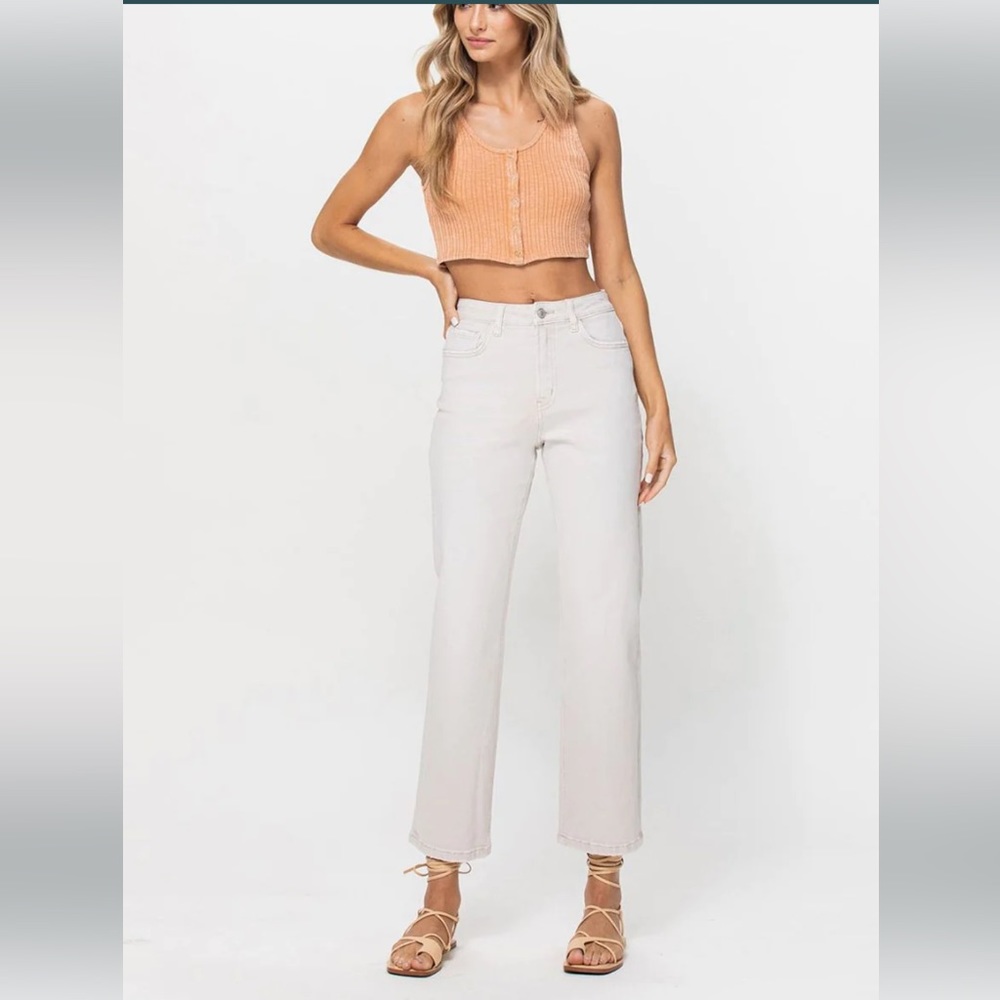 VERVET BY FLYING MONKEY Cream Ankle Jeans